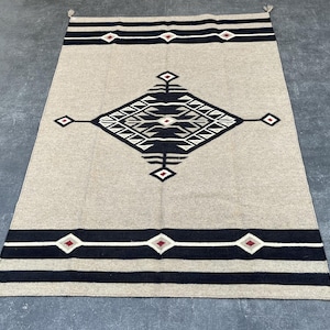 5x7 ft-Handwoven Wool Kilim Area Rug, Boho Flatweave Rug, Scandinavian Dhurrie Rug, Traditional Neutral Vintage Outdoor Bedside Office Rug