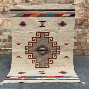 5x7 ft-Handwoven Wool Kilim Area Rug, Boho Flatweave Rug, Scandinavian Dhurrie Rug, Traditional Neutral Vintage Outdoor Bedside Office Rug