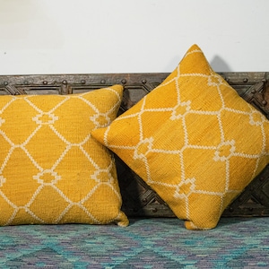 Set of 2 Vintage Kilim Pillow, Throw Pillow, Handwoven Afghan Jute Cushion Cover, Traditional Home Decor, Jute Pillow, Gift for Her
