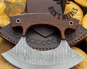 Handmade DAMASCUS ULU KNIFE, Alaskan Ulu Knives, Ulu Chef Knife, Damascus Chef Knife, Pizza Cutter Knife, Kitchen Knives Gift for Husband