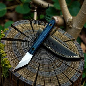 Kiridashi EDC Pencil Knife with Pakka Wood Handle & High Quality Leather Sheath