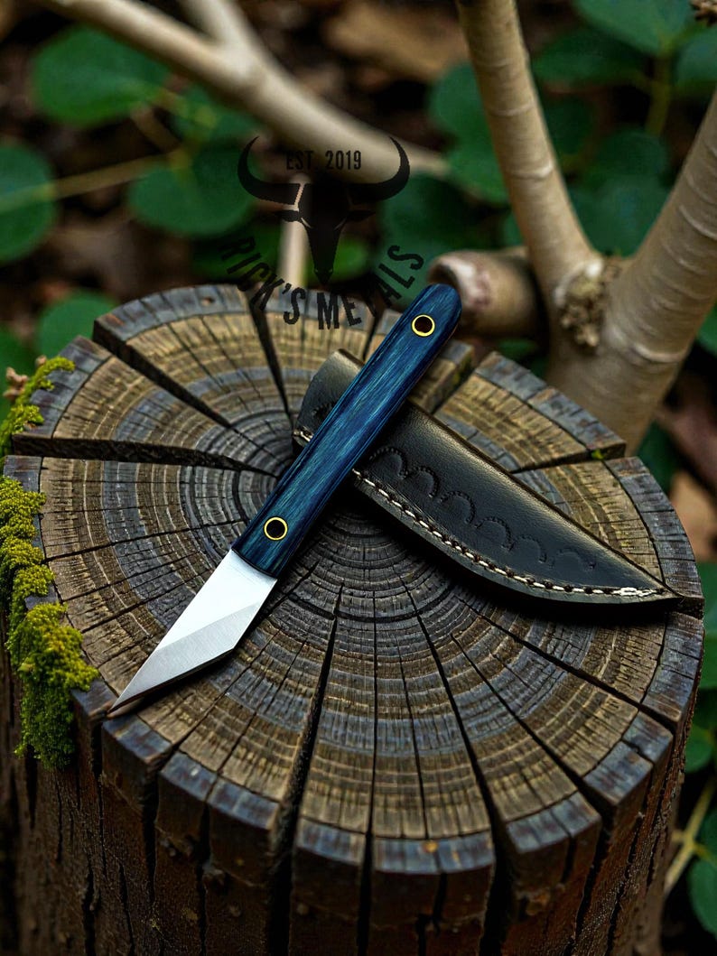 Kiridashi EDC Pencil Knife with Pakka Wood Handle & High Quality Leather Sheath