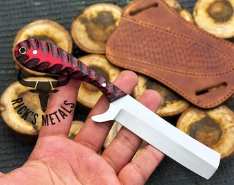 Handmade D2 Steel Bull Cutter Knife with Pancake Sheath, Hunting Knives, Camping Knives, Bull Cutters