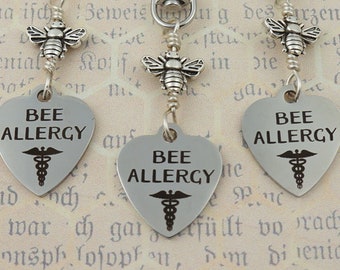 Bee Allergy Purse Charm / Outlander Inspired / Book 9 / Stainless Steel / Add-on item / Heart / Ships from France