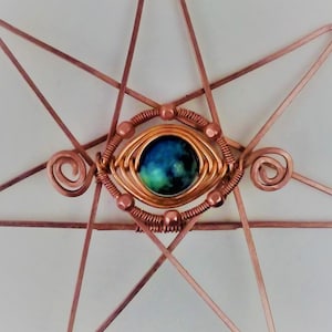 Copper Faery Star, Made to Order, Choose Gemstone, Fairycore, Home or Pendant, Evil Eye Amulet, Fae Folk, Elven Star, Herringbone, France image 1