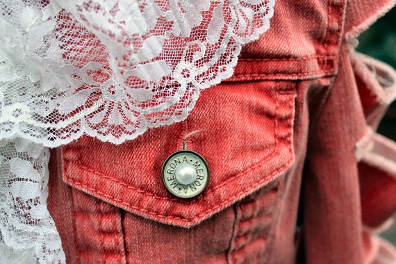 Items similar to Tattered Orange Denim Jacket on Etsy