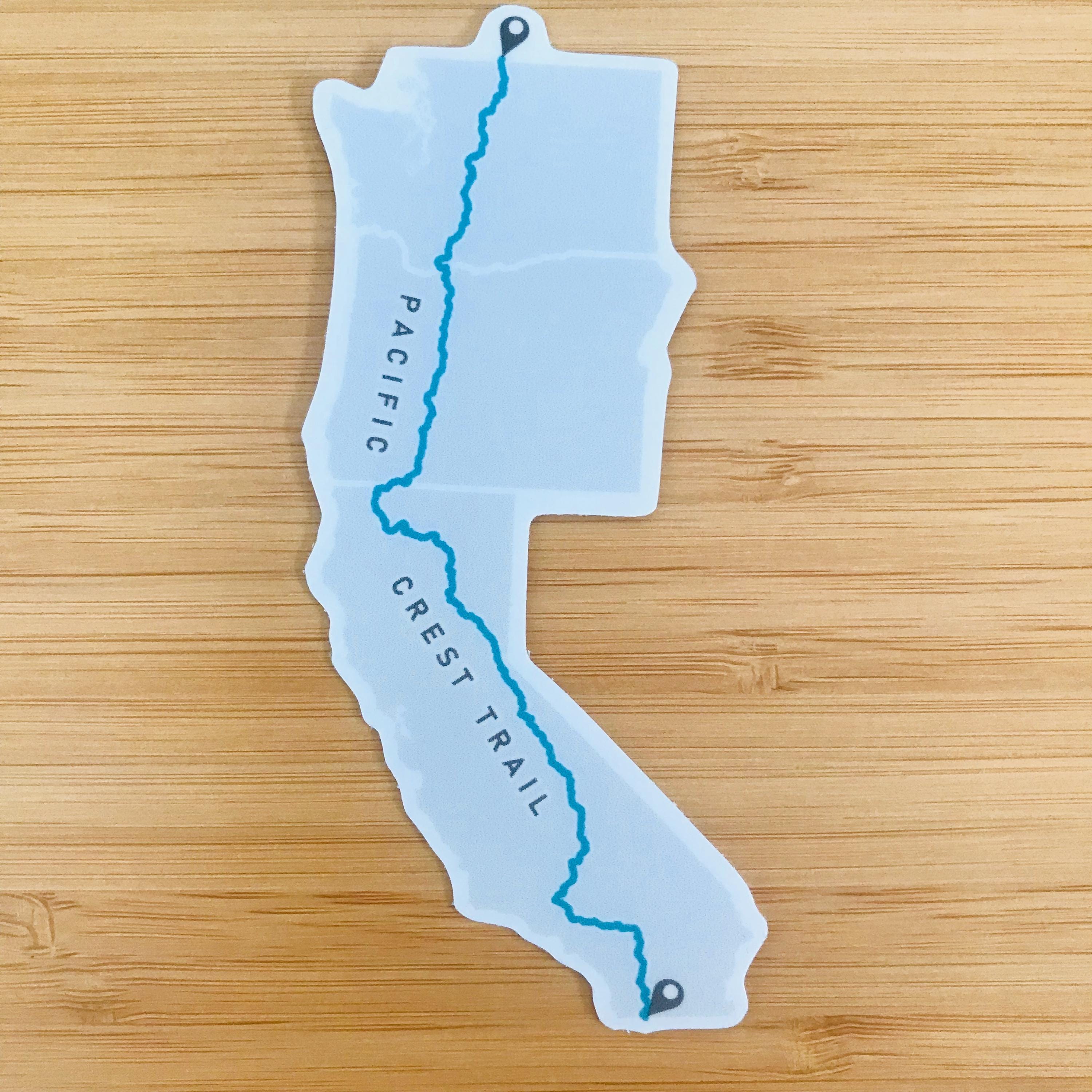 Pct Sticker Pacific Crest Trail Sticker: PCT Sticker, Map of Pacific Crest Trail ...