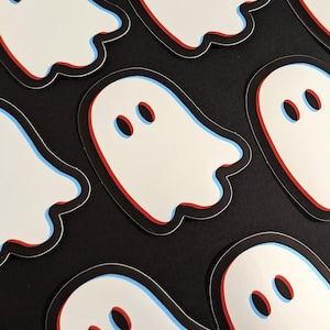 Vaporwave Glitch Ghost Sticker, 3D Retro Ghost Stickers, Cyperpunk Ghost Sticker