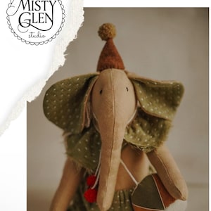 Patrón de elefante de circo en PDF, tutorial de costura