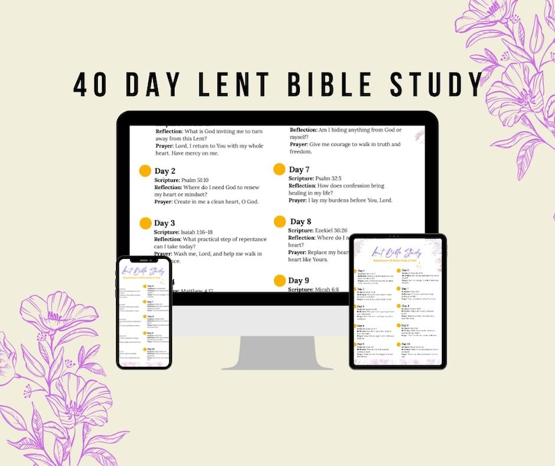 40 Day Lent Bible Study Printable for Women | Christian Lent Devotional ...