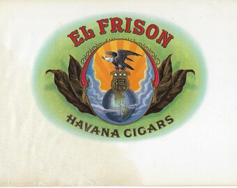 Etiqueta de caja de puros vintage de la década de 1930 - El Frison