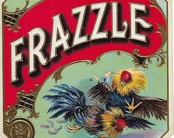 Etiqueta exterior de caja de puros vintage, extremadamente rara, década de 1910 - Frazzle