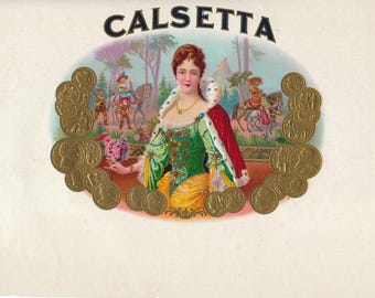 Etiqueta de caja de puros vintage de la década de 1910 - Calsetta