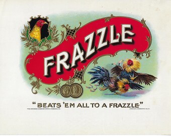 Etiqueta de caja de puros vintage de la década de 1910 - Frazzle