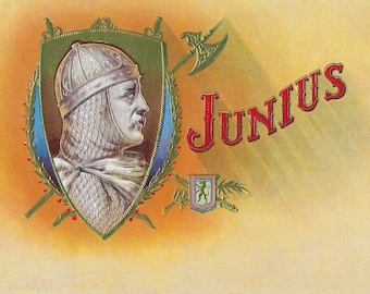 Etiqueta de caja de puros vintage de c. 1900 - Junius