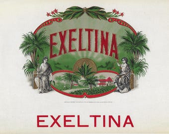 Etiqueta de caja de puros vintage de 1913 - Exeltina