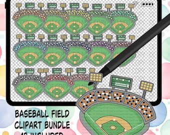 Baseball Field clipart bundle 13 different colors included - 11 inch files - 300 DPI