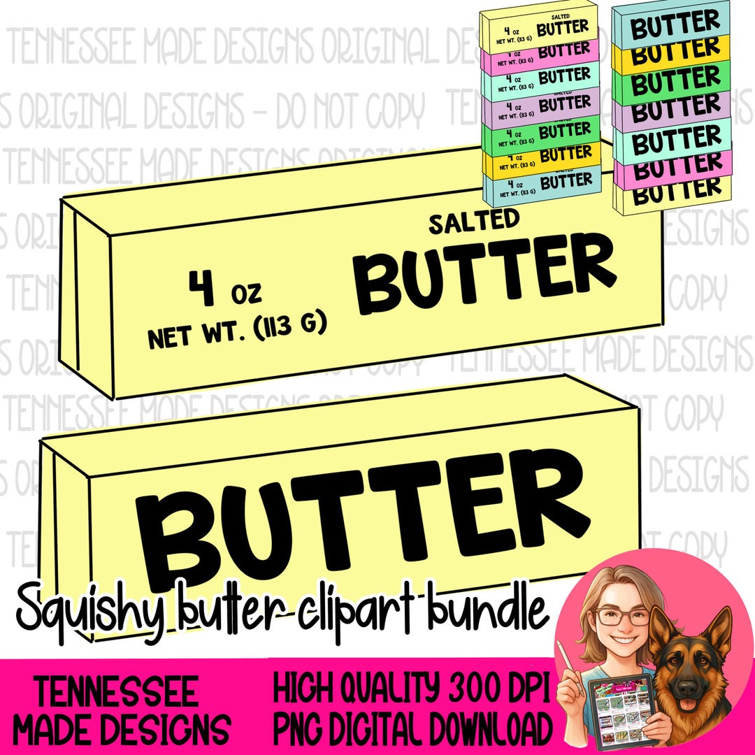 Squishy Butter Hand Drawn Clipart Bundle (2026) - 14 11 Inch Files ...