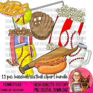 Hand drawn Baseball softball clipart bundle (2026) - 11  11 inch files  - 300 DPI