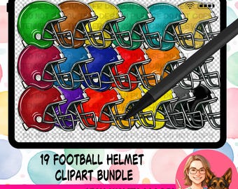 Football helmet clipart bundle 19 11 inch files included  - 300 DPI