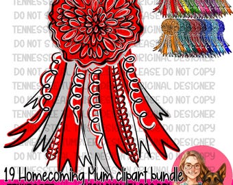 Hand gezeichnete HomeComing Mum Clipart Bundle Digital Download (2026) - 19 11-Zoll-Dateien - 300 DPI