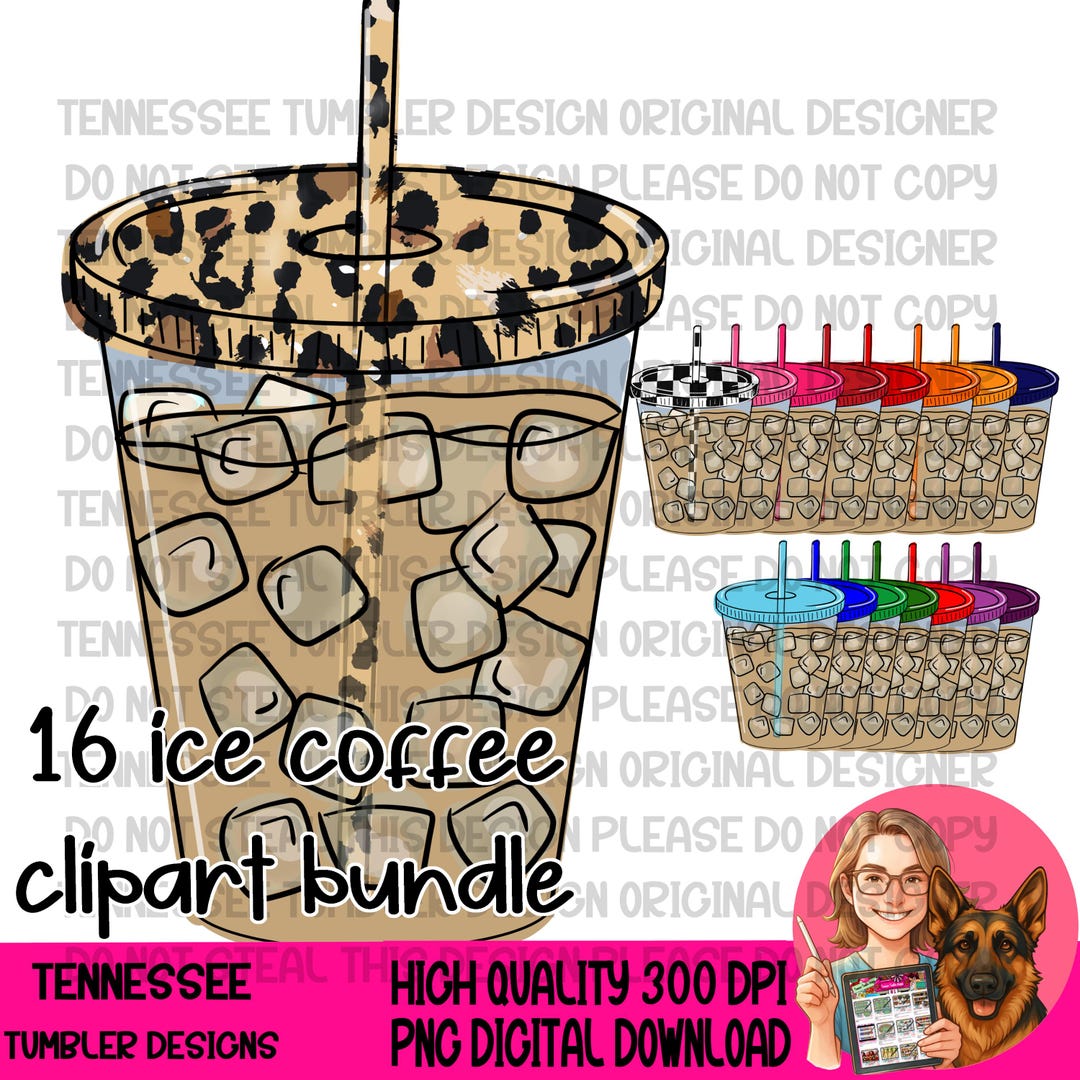 Hand Drawn Iced Coffee Clipart Bundle Digital Download (2026) - 16 11 ...