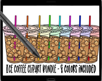 Ice coffee clipart bundle 8 11 inch files included - 300 DPI