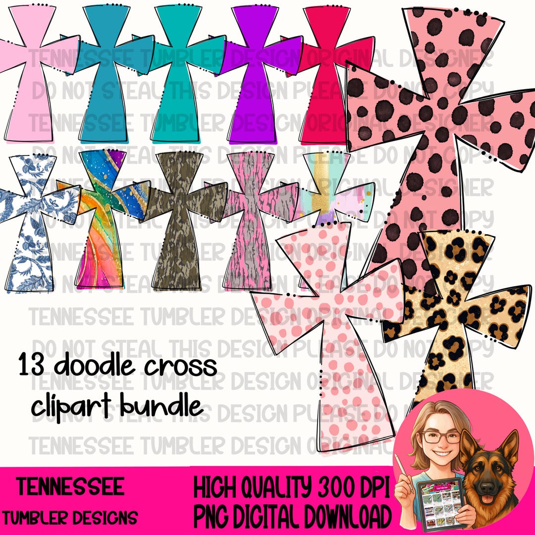 Doodle Cross Riffle Doodle Cross Clipart Bundle 13 Pc (300 DPI, 11 Inch Each) - Etsy