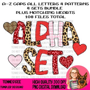 Leopard polka dot and gingham alpha Bundle x4 sets 108 files total (300 DPI) 11 inch files