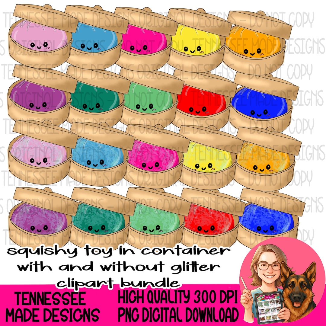 Squishy Toy in Container With Glitter Too Hand Drawn Clipart Bundle ...
