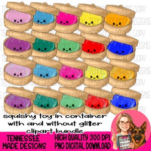 Squishy toy in container with glitter too Hand drawn clipart bundle (2026) - 20  11 inch files  - 300 DPI