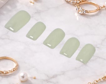 Short Square Cream Press On Nails, Reusable At-Home Manicure