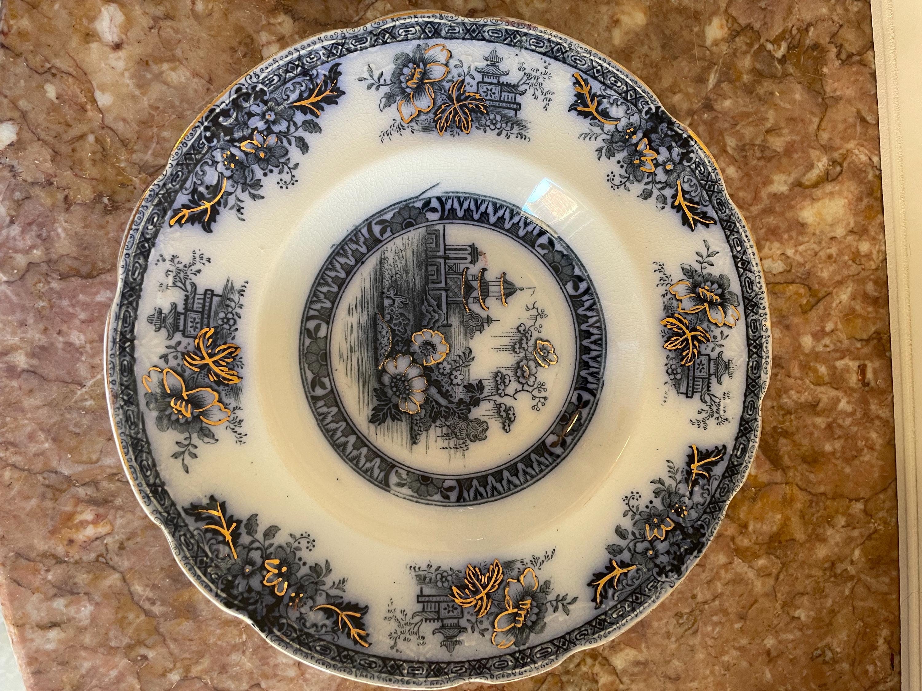 antique flow blue bowl