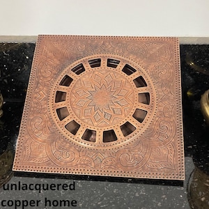 Handcrafted Moroccan Copper Floor Drain–Etched Antique Square Shower Drain,Handmade Copper Square Shower Drain–Engraved Moroccan Floor Drain