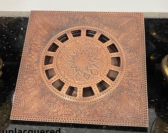 Handcrafted Moroccan Copper Floor Drain–Etched Antique Square Shower Drain,Handmade Copper Square Shower Drain–Engraved Moroccan Floor Drain