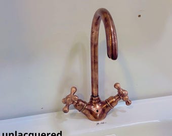 Brass Bathroom Faucet – Antique Bronze Dual Handle Sink Faucet – Swivel Spout Vanity Mixer Tap – Vintage Bathroom Fixture