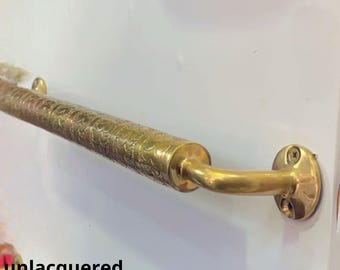 Antique Brass Bathroom Accessory Wall Mounted Single Towel Bar Holder - Handcrafted Solid Copper Towel Bar,Durable Wall-Mounted Towel Rack.