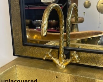 Handmade Copper Bathroom Sink Faucet, Single Hole Bathroom Faucet, Copper - Unlacquered Brass Vanity Sink Faucet, Brass Single Hole Faucet.
