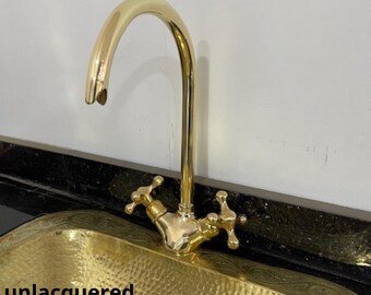 Solid Brass Unlacquered Kitchen Faucet – Timeless Design for Bar and Sink Use,Brass Faucet, Brass Bar Faucet, Bar Faucet, Sink Faucet.