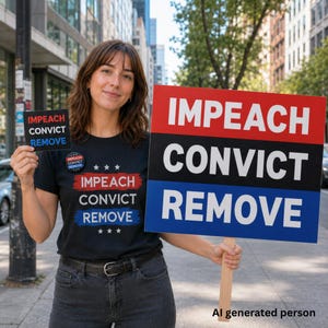 Impeach Convict Remove Protester Pack, Anti-Trump Rally Gear - Shirt, Pin Button, Car Magnet, Protest Sign