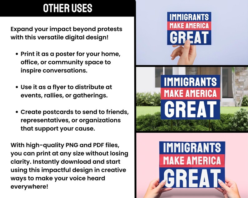 Printable Immigration Rights Print Your Own Protest March Sign - Digital Download, PNG, PDF ...