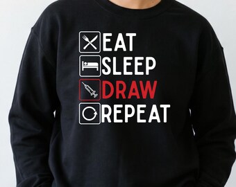 Eat, Sleep, Draw, Repeat - Funny Phlebotomist Gift, Phleb Tech Sweatshirt, Phlebotomy gift Tshirt, Telemetry Nurse Crewneck, RN funny tshirt