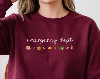 Emergency Department Autumn shirt, Halloween Gift For EMT, Paramedic Fall Sweatshirt, ER Sweater, EMS tshirt, First Responder Crewneck