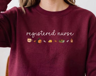 Registered Nurse Fall Shirt, RN Autumn themed Tshirt, Med-surg Nurse, Halloween Nurse Sweatshirt, Nursing Halloween Crewneck