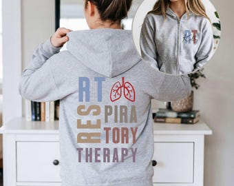 Respiratory Therapy Custom Name Zip Hoodie, Personalized RT shirt Gift, Respiratory Therapist hoodie, CRT Sweater, Lung Squad Logo shirt