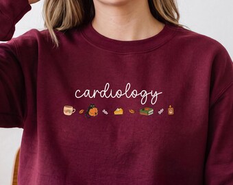 Cardiology Autumn Sweatshirt, Cardiovascular Tech shirt, Nurse Gift for Halloween, CVICU Nurse Grad, Cute Fall Sweatshirt