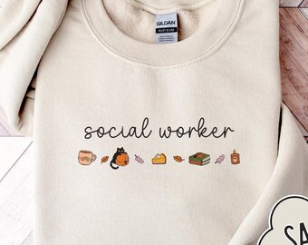 Social Worker Fall Shirt, Therapist Shirt Gift, School Counsellor Sweatshirt, Mental Health Shirt,  Social Work Appreciation Gift
