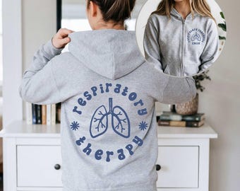 Respiratory Therapy Custom Name Zip Hoodie, Personalized RT shirt Gift, Respiratory Therapist hoodie, CRT Sweater, Lung Squad Logo shirt