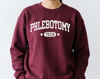 Varsity Phlebotomist Shirt, Phleb Tech Sweatshirt Gift, Phlebotomy Technician Tshirt, Certified Phlebotomist Crewneck, PBT gift