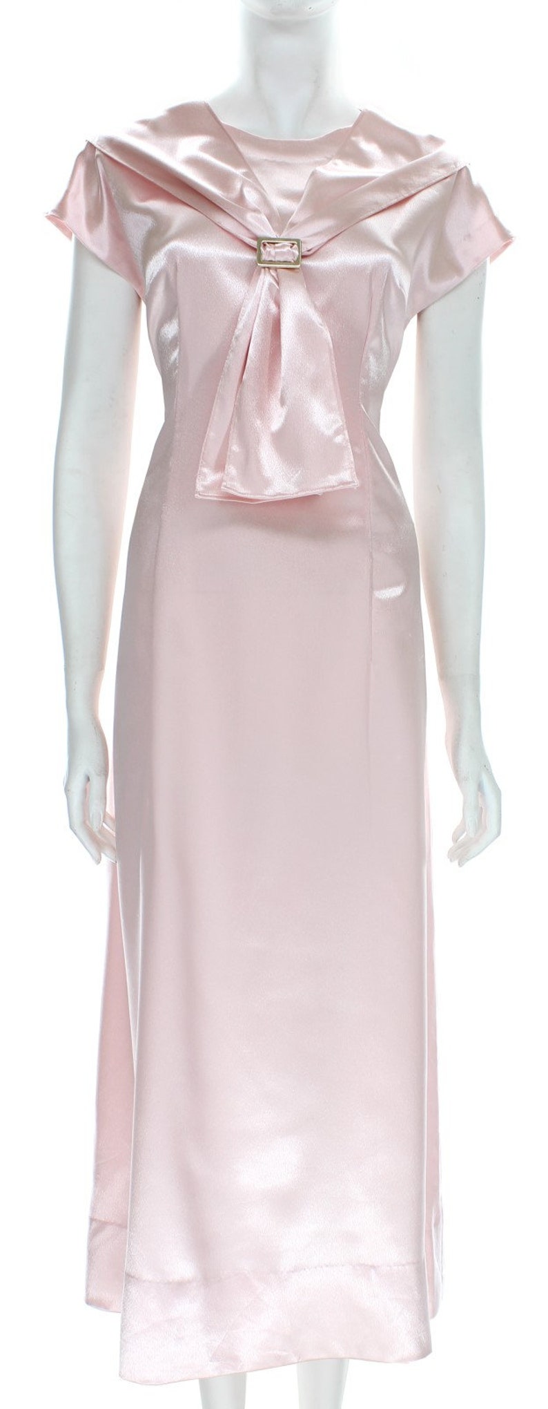Pale Pink Satin Long Vintage Dress